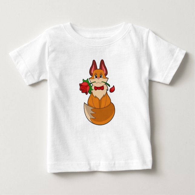 Fox mit Rose Blume Baby T-shirt (Vorderseite)