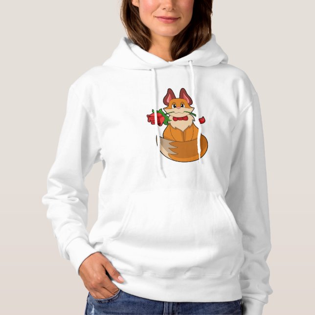 Fox mit Rose Blume Hoodie (Vorderseite)