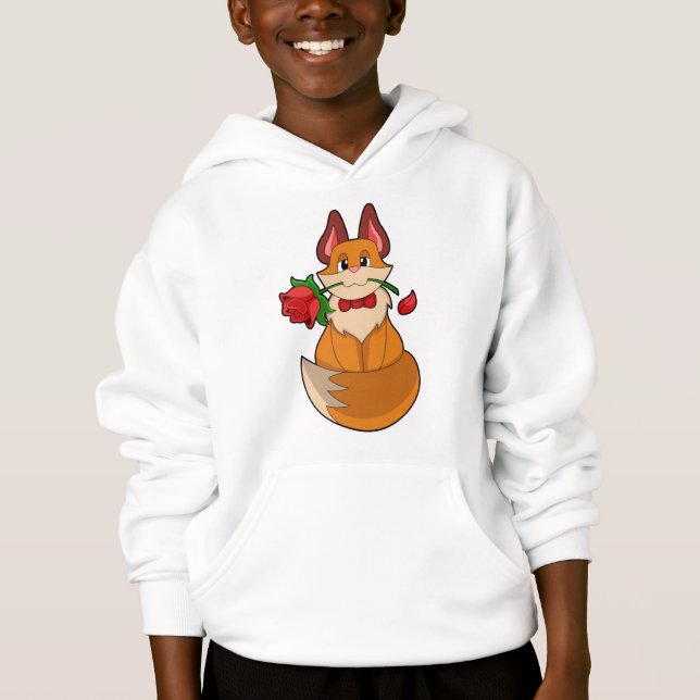 Fox mit Rose Blume Hoodie (Vorderseite)