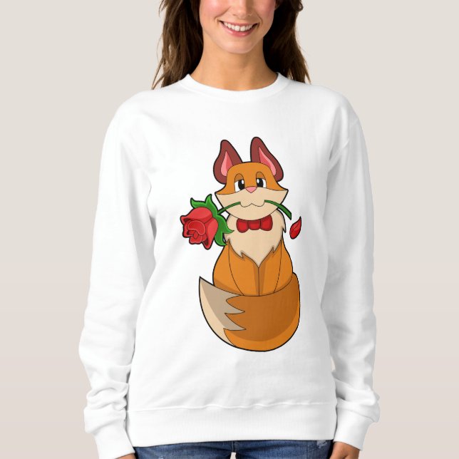 Fox mit Rose Blume Sweatshirt (Vorderseite)