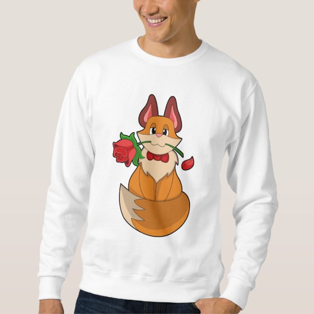 Fox mit Rose Blume Sweatshirt (Vorderseite)