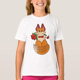 Fox mit Rose Blume T-Shirt