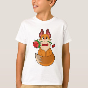Fox mit Rose Blume T-Shirt