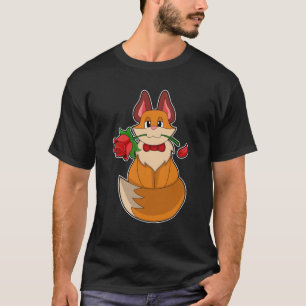 Fox mit Rose Blume T-Shirt