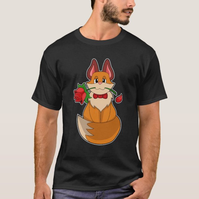 Fox mit Rose Blume T-Shirt (Vorderseite)