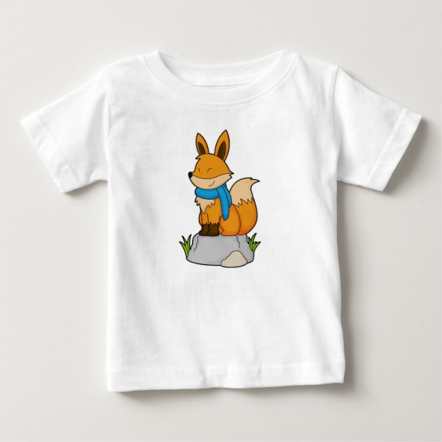 Fox mit Scarf auf Rock Baby T-shirt (Vorderseite)