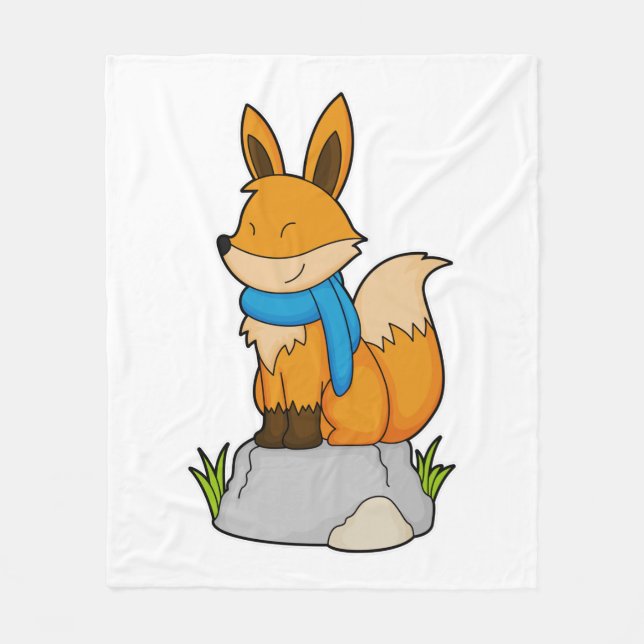 Fox mit Scarf auf Rock Fleecedecke (Vorderseite)