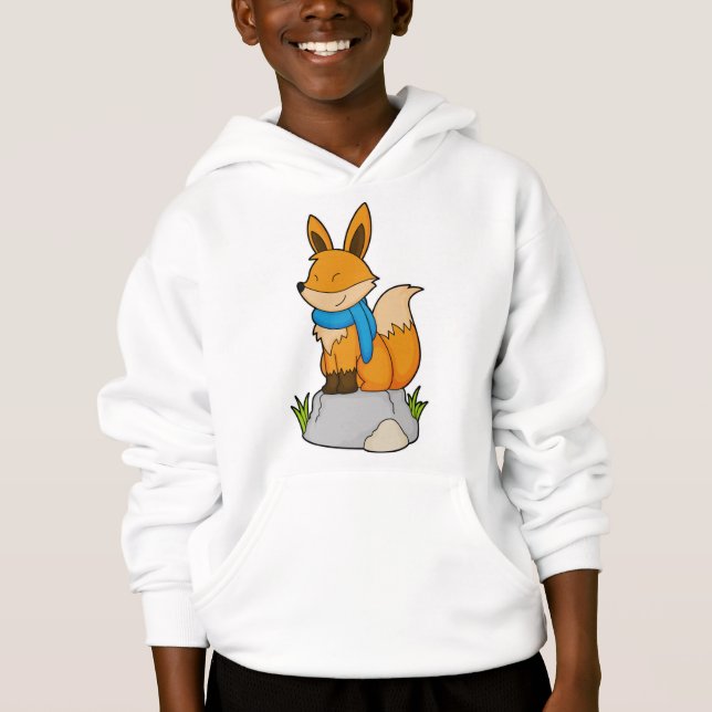 Fox mit Scarf auf Rock Hoodie (Vorderseite)