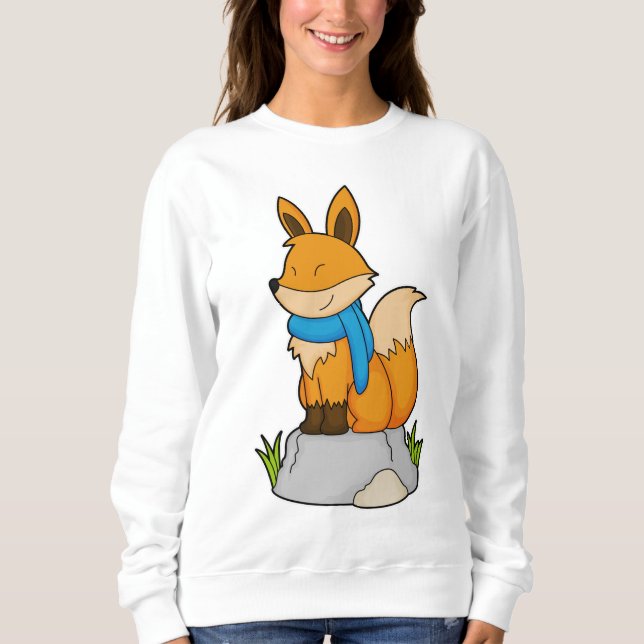 Fox mit Scarf auf Rock Sweatshirt (Vorderseite)