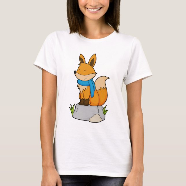 Fox mit Scarf auf Rock T-Shirt (Vorderseite)