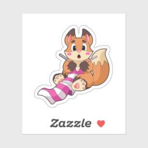 Fox mit Scarf Aufkleber