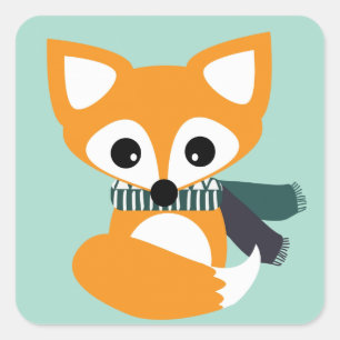 Fox mit Scarf Niedlich Blue Sticker
