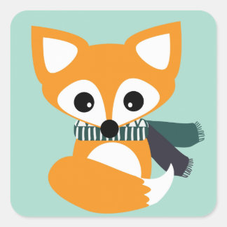 Fox mit Scarf Niedlich Blue Sticker