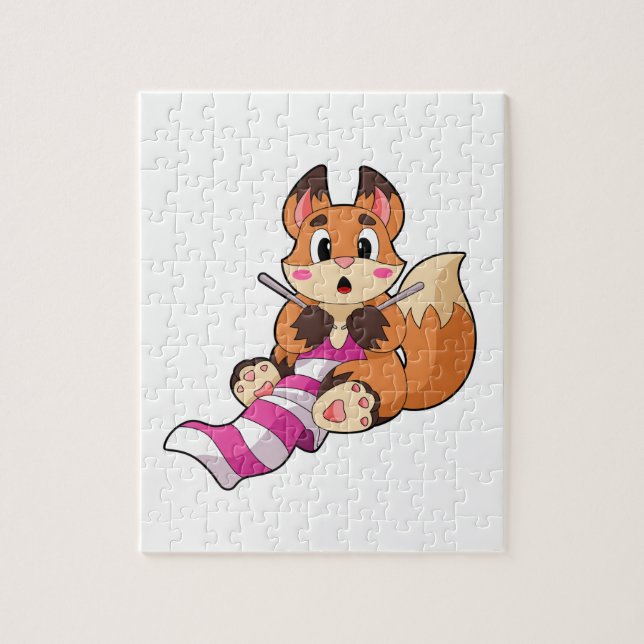 Fox mit Scarf Puzzle (Vertikal)