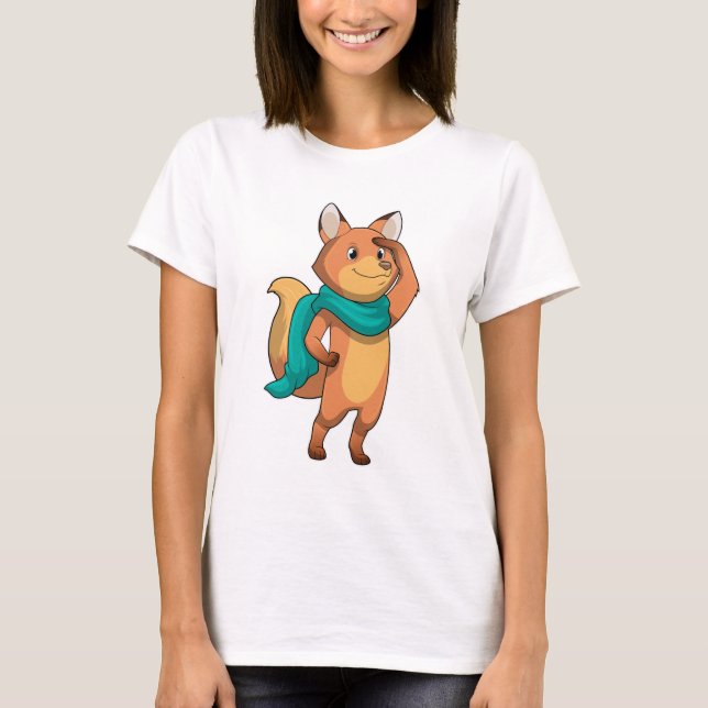 Fox mit Scarf T-Shirt (Vorderseite)