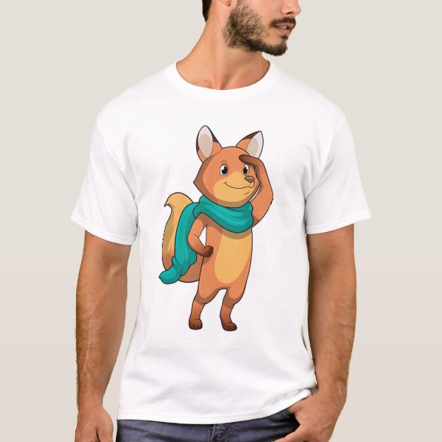 Fox mit Scarf T-Shirt (Vorderseite)