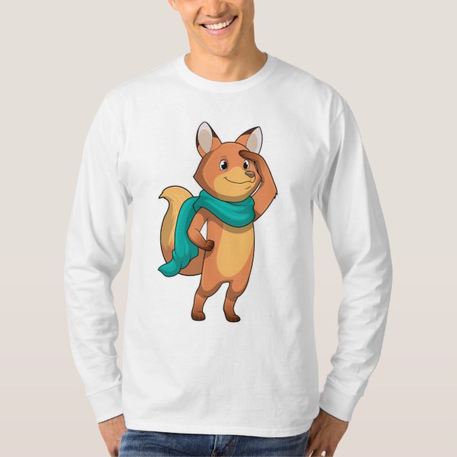 Fox mit Scarf T-Shirt (Vorderseite)