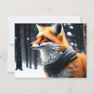 Fox mit Schal im Winter Postkarte