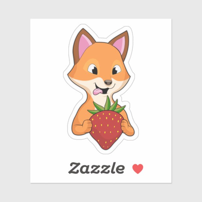 Fox mit Strawberry Aufkleber (Blatt)