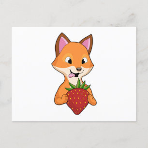Fox mit Strawberry Postkarte
