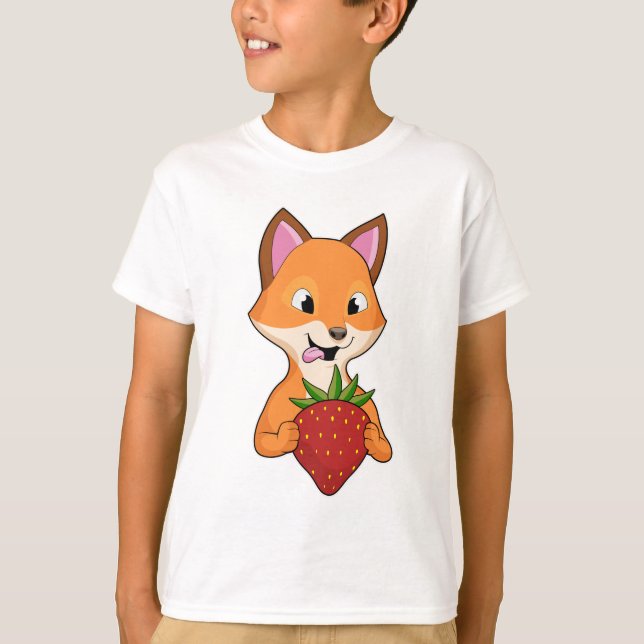 Fox mit Strawberry T-Shirt (Vorderseite)