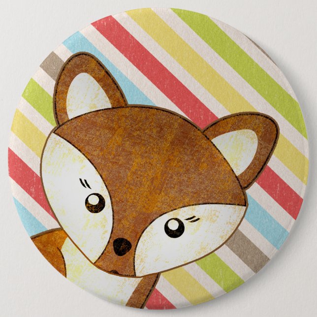 Fox mit Stripes-Button Button (Vorderseite)