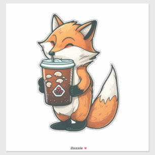 Fox mit Tasse Aufkleber