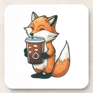 Fox mit Tasse Getränkeuntersetzer