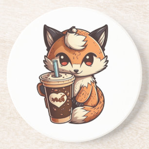 Fox mit Tasse Getränkeuntersetzer