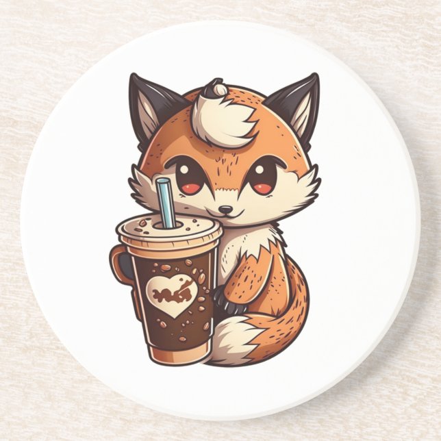 Fox mit Tasse Getränkeuntersetzer (Vorne)