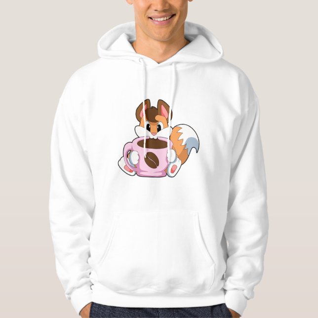 Fox mit Tasse Kaffee Hoodie (Vorderseite)