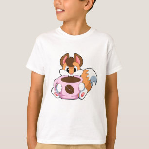 Fox mit Tasse Kaffee T-Shirt