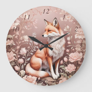 Fox mit traumhaft rosa Blüte Große Wanduhr