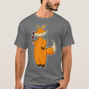 Fox mit Weinglas T-Shirt