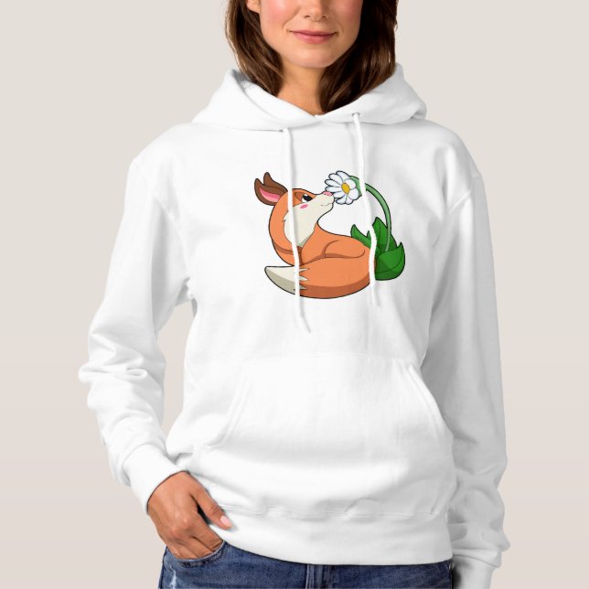 Fox mit weißer Blume Hoodie (Vorderseite)