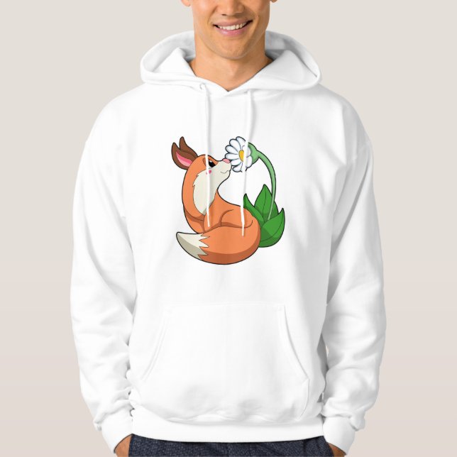 Fox mit weißer Blume Hoodie (Vorderseite)