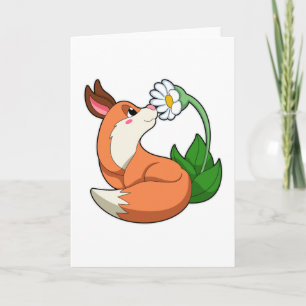 Fox mit weißer Blume Karte