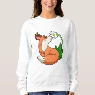 Fox mit weißer Blume Sweatshirt