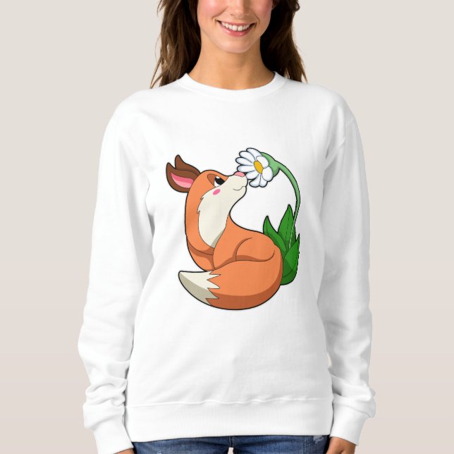 Fox mit weißer Blume Sweatshirt (Vorderseite)