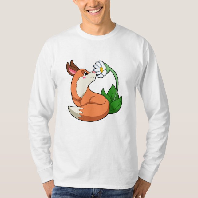 Fox mit weißer Blume T-Shirt (Vorderseite)