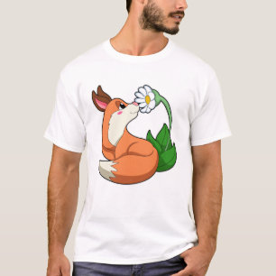 Fox mit weißer Blume T-Shirt