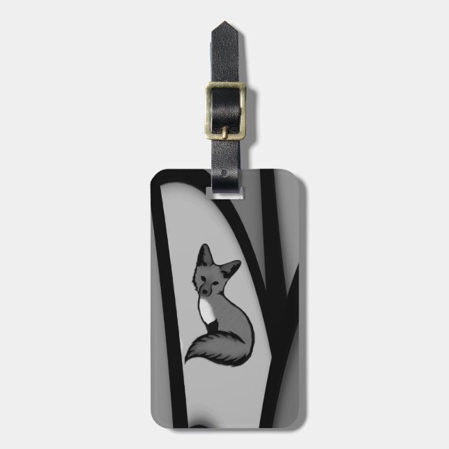 Fox Modern Art Design in Silver Gepäckanhänger (Vorderseite vertikal)