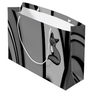 Fox Modern Art Design in Silver Große Geschenktüte