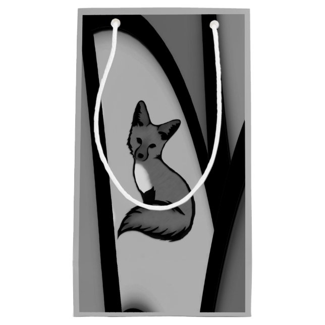 Fox Modern Art Design in Silver Kleine Geschenktüte (Vorderseite)