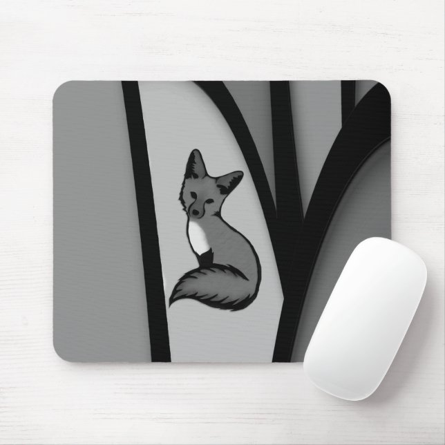 Fox Modern Art Design in Silver Mousepad (Mit Mouse)