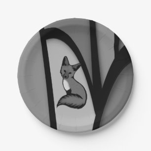 Fox Modern Art Design in Silver Pappteller