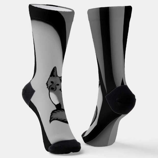 Fox Modern Art Design in Silver Socken (Gewinkelt)