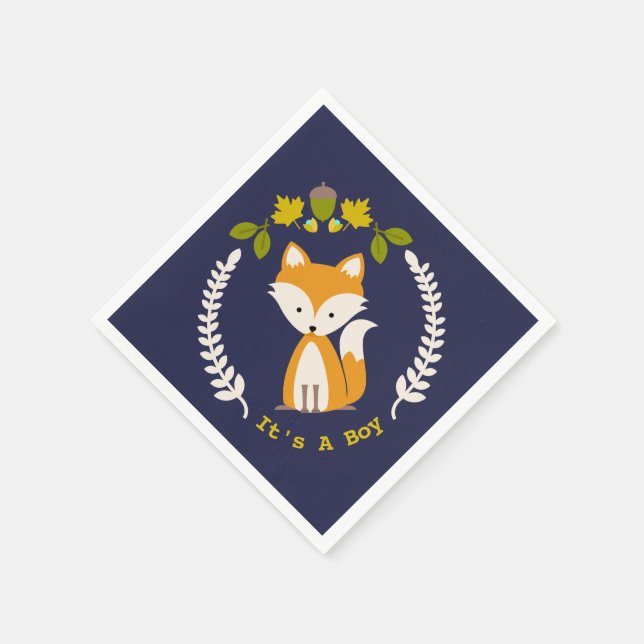 Fox Modern Boy Baby Dusche Napkins Serviette (Ecke)