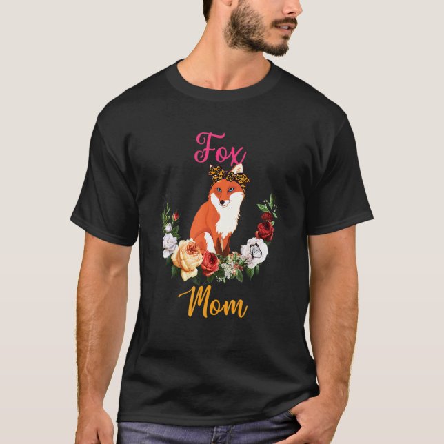 Fox Mom Floral Fox Bow Tie Lover Mother's Day T-Shirt (Vorderseite)