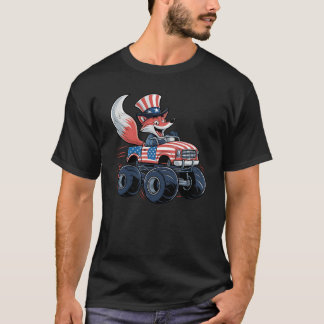 Fox Monster Truck 4. Juli Patriotischer US Amerika T-Shirt